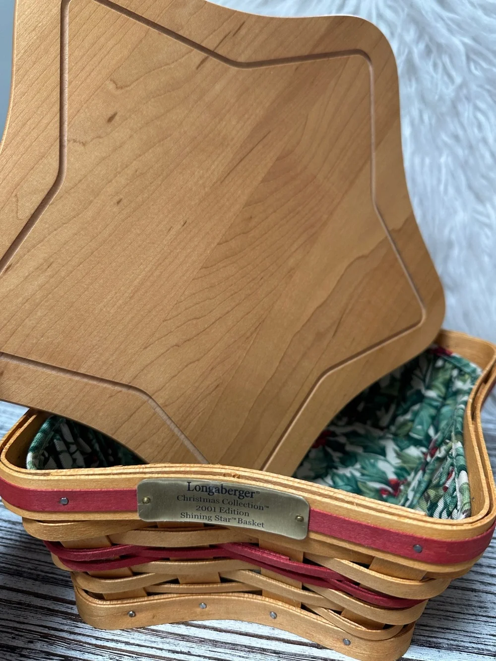 Longaberger 2001 Christmas Collection Shining Star Basket, Lid & Liner